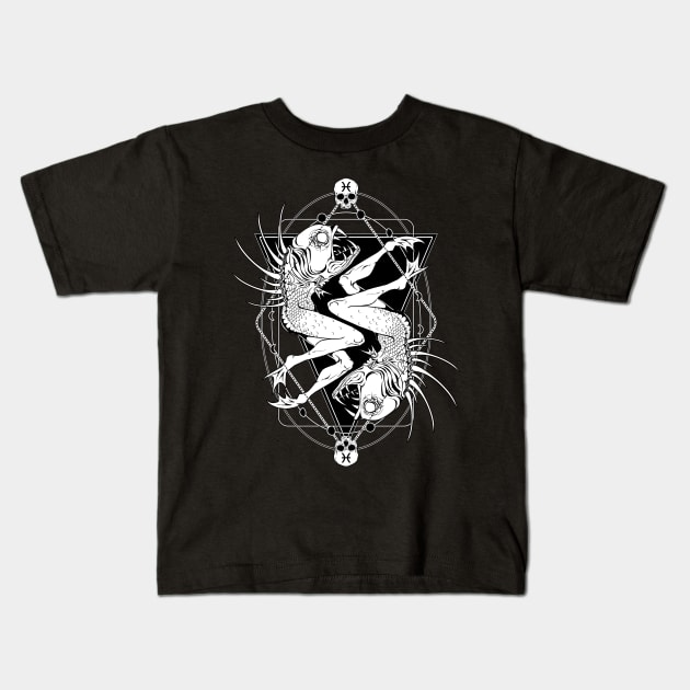 ZODIAC: PISCES - the creepy half-fish Kids T-Shirt by Von Kowen